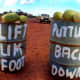 Australian Outback roadside signs (two different pictures stitched together). 