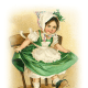 Free St. Patrick's Day clipart -- little girl in green dress dancing on a chair