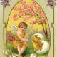 Vintage Easter angel with chick and broken eggshell