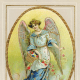 Victorian Easter angel card with gold accents