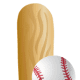 Baseball bat clip art: bat and ball vertical