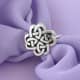 beautiful silver Celtic knot scarf ring with a purpole scarf