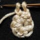 IN FORMING A TATTED LOOP: Y o, draw through one loop only. You can actually remove the hook and insert it in the latter loop only, but somehow, I feel like the newly formed tatted loop will unravel.