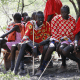 Maasai young morans. Notice the more modern plastic shoes.