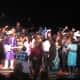 A hundred or more audience members joined Larry Graham on the stage at the end of the concert. 