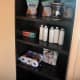 The toiletries cupboards are moved in along with toiletries enough to last about a year.