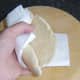 Pitta bread is cut open