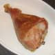 Roast turkey drumstick is left to rest
