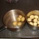 Cooled potatoes are carefully peeled