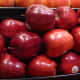 Red apple display on a local market