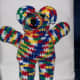 Crocheted "crayon" color ombre yarn for a wild colored bear.
