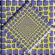 Optical visual illusion with rotating squares