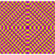 Optical illusion of moving square which ripple and move around a centre area as you move your eyes