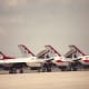 The F-16s of the USAF Thunderbirds, Andrews AFB, May 1995.