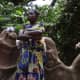 Osun lady devotee posing at Osun Oshogbo Sacred grove