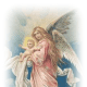 Vintage Christmas angel holding baby Jesus