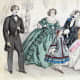 1858: Mens, womens and little girl Victorian fashions
