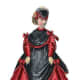 1869: Lindsay Victorian red dress with black trim