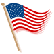 The American flag: Flag waving on a pole with shadows