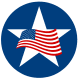 American flags clip art: Waving flag with blue circle and star background