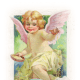 Free vintage Easter images: Angel with Easter egg and two baby chicks