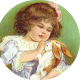 Vintage Easter images: Little girl with Easter bunny