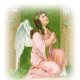 Vintage Easter images: kneeling Easter angel, praying