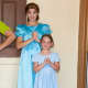 My little Wendy posed next to Wendy at Disney World. Disney usually goes for the fancier and brighter fabrics, choosing to clothe Wendy in a bright blue shiny satin or polyester blend, while I tend to go for authenticity and comfort.