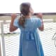 Back view. I had a hair ribbon in the same fabric as the bow around her waist, but left it at home by accident.