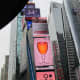 A shot of a glass of wine that was displayed on the big screen during our walk through Times Square.
