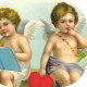 Two vintage Valentine's Day cherubs clip art