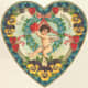 Free vintage clip art Valentine's Day angel in heart with flowers