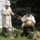 Making the traditional beehives called skeps.