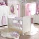 white nursery with pink accounts