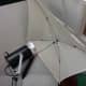 Studio light and umbrella in loft conversion photographic studio