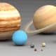 This shows all of the planets in size comparison. Jupiter is clearly the largest! Saturn is the next largest with Neptune and Uranus after that. Earth is very tiny in comparison to all of these.