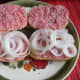 Ready to eat Mett Broetchen with and without sliced onions.