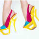 Brightly coloured summer heels, the clouds are there as well.