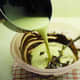 pour in the warmed cream