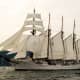 The Spanish sailing ship Juan Sebastian De Elcano at Operation Sail, 7/4/1976.