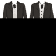 Gay wedding clipart: two tuxedos with platinum wedding bands