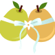 Engagement clip art: two pears with ribbon and flowers