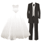 Bride and groom wedding dress and tuxedo wedding clipart