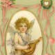 Cherub with a lute vintage Valentine postcard