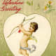 Angel with a bow and arrow vintage Valentine's Day card