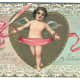 Cherub with pink ribbon vintage Valentine's Day card