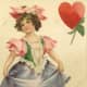 Cute kids: little girl curtsying on a vintage Valentine