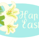 Easter lilies greeting -- blue clip art