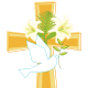 Cross, Easter lilies and Holy Spirit dove Easter clip art