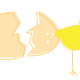 Baby chick coming out of cracked eggshell Easter clipart